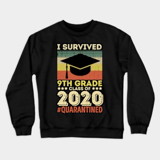 Vintage I Survived 9th Grade Funny Quarantine Graduation Class Of 2020 Quarantined Kids Boy Girls Gift Crewneck Sweatshirt